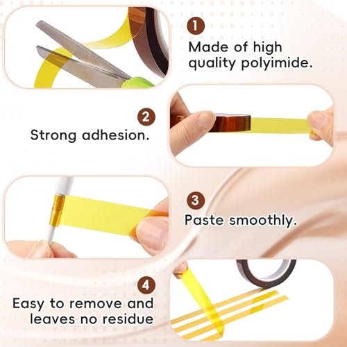 Hitzebeständiges Klebeband,3 Rollen Kapton Tape Polyimid Hitzebeständig Elektro Elektronik Isolierband Hohen Temperaturen Hochtemperatur Band für Sublimations Wellenlöten 3D Drucker 5/10/15mm