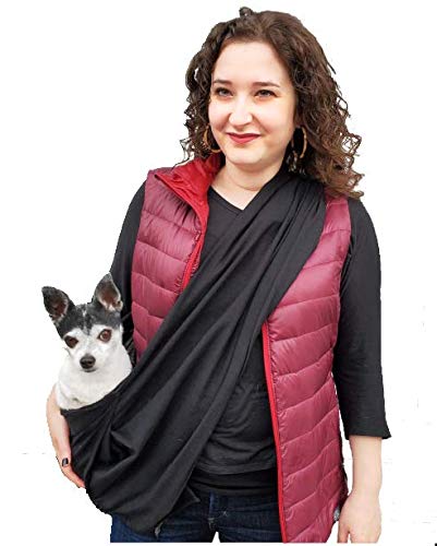 Dog Sling Carrier 100% Organic Cotton for Cats Too (Black)