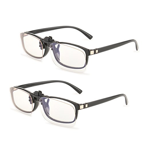 Image of Clip on Anti Blue Light Filter Glasses UV Blocking Anti Eye Strain Unisex (2pcs white)