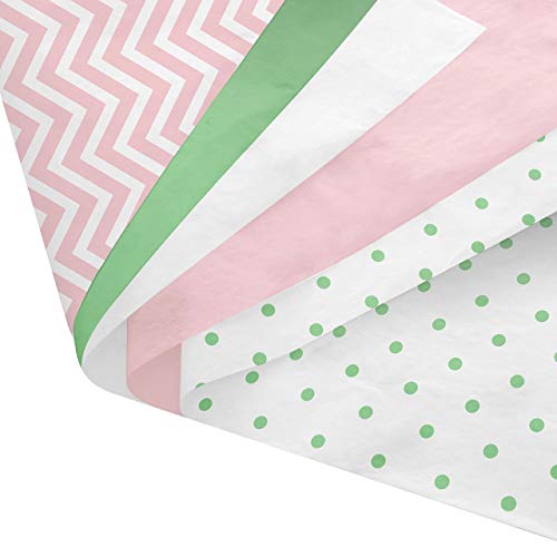 Note Card Cafe Premium Tissue Paper Set | 120 Gift Wrapping Sheets | 14 x 20 in | Pink, Green and White Pastel Designs | for Arts, Crafts, Gifts, DIY, Birthdays, Weddings, Showers, Decor, Packing