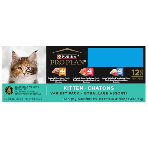 Image of Purina Pro Plan High Protein Wet Kitten Food Variety Pack,Development Kitten Favorites - 3 oz. Cans,(Pack of 4)