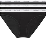 Calvin Klein Braguitas Tipo Bikini Pack de 3 Mujer Algodón elástico, Negro (Black/Black/Black), S