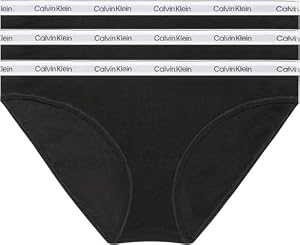 Calvin Klein Damen 3er Pack Slips Bikini Form Baumwolle mit Stretch, Schwarz (Black/Black/Black), M