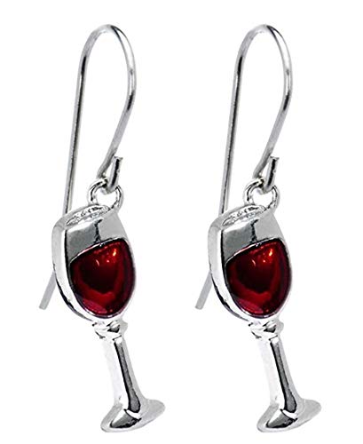 Red Wine Glass Dangle Earrings Dainty Unique Handmade Metal Earrings for Women Girls Jewelry