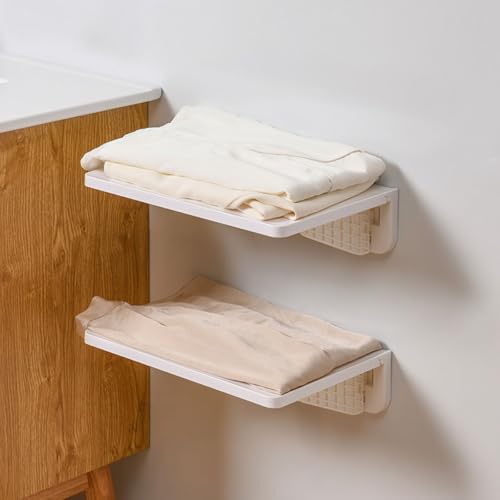 Étagère murale sans perçage compacte blanche avec support pliable multi-usages