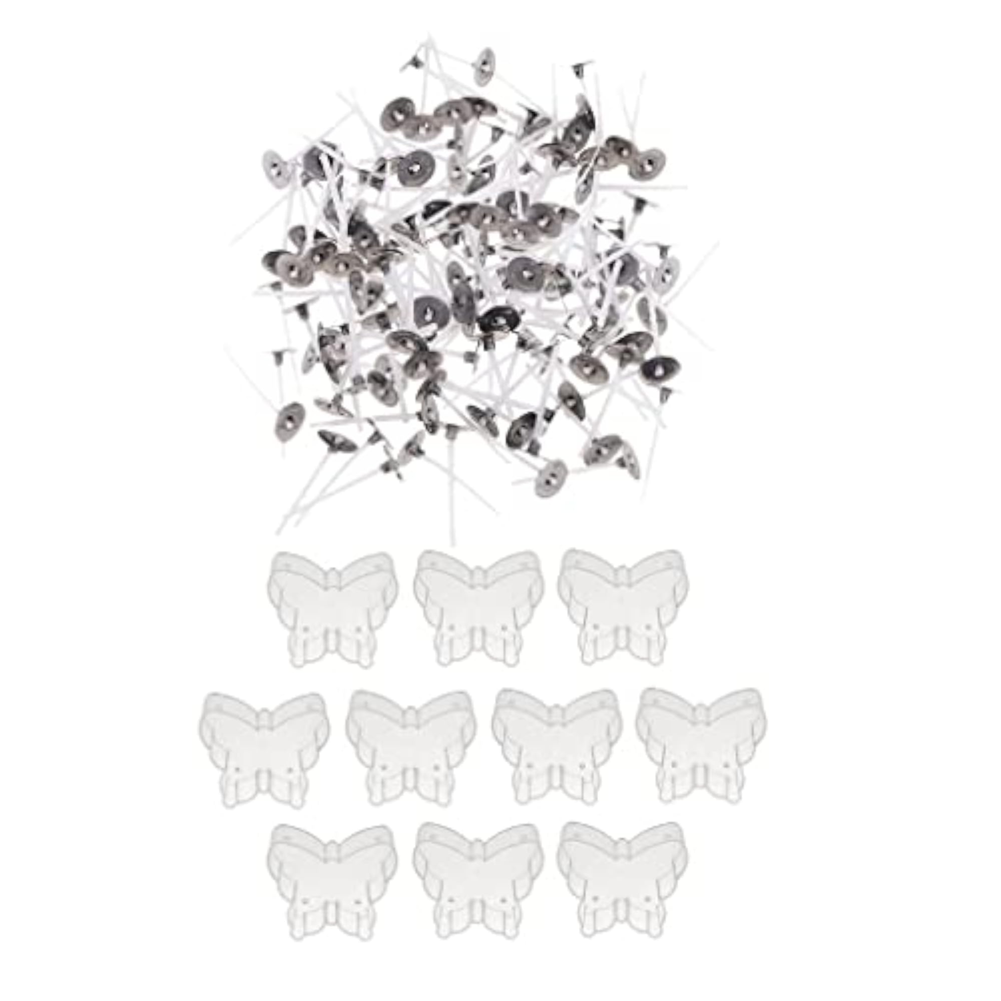 200Pcs Pre-Waxed Candle Wick and 10Pcs Pp Butterfly Tealight Empty Cup