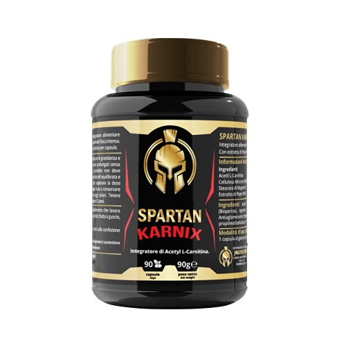 JNUTRITION Spartan Karnix Acetil L-carnitina con capsula vegetale 1grammo di altissima qualità, tocco di estratto di pepe nero, per il metabolismo lipidico (90)
