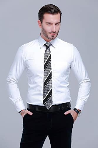 Image of HISDERN Mens Ties Extra Long Tie and Pocket Square Set 63 Inch XL Tie Pack Collection Present Box Necktie Lot 3 PCS