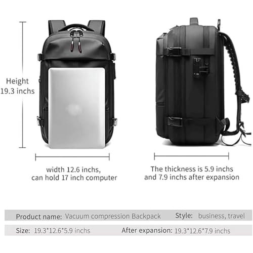 Vacpack Backpack, Vac Pack Backpack, Expandable Airback Backpack With Vacuum Compression, Anti Theft Travel Backpack (Gray)