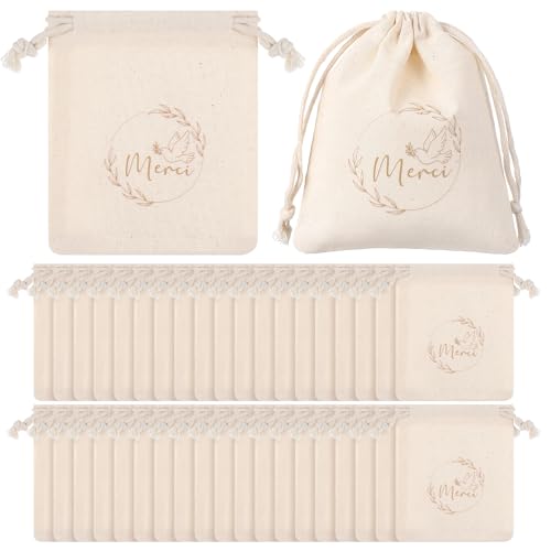 Xuniea 40 Pièces Boite Sacs Cadeaux pour Invités avec Merci Sachet Dragées de Mariage avec Colombe de Paix Sacs à Dragées pour Invités Contenant pour Anniversaire Confirmé Naissance Noël