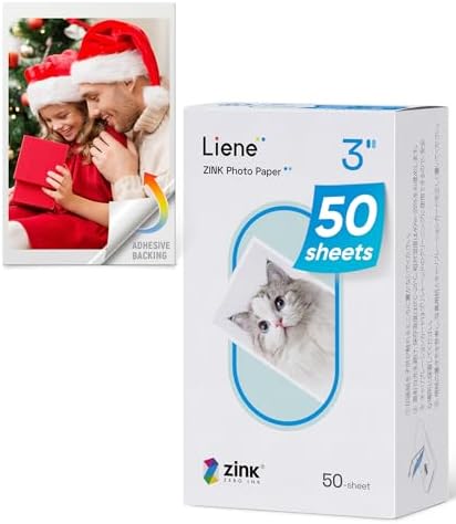 Liene Zink Photo Paper 2x3″ 50 Sheets, Liene Premium Photo Printer Paper w/Adhesive Back, Waterproof, Smudge Proof, Tear Proof, Instant Photo Paper Compatible w/Liene 2x3″ Photo Printer Scrapbook