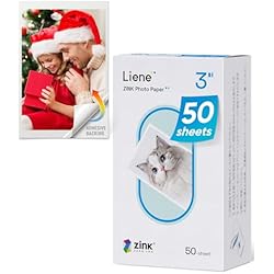 Liene Zink Pearl K100 Photo Paper 2x3″ 50 Sheets, Premium Photo Printer Paper w/Adhesive Back, Waterproof, Smudge Proof, Tear Proof, Instant Photo Paper Compatible w/Liene 2x3″ Photo Printer Scrapbook