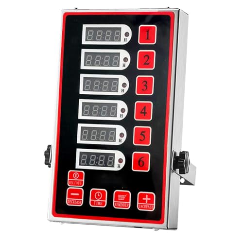 Temporizador digital para cocina, reloj de cuenta regresiva de 6 canales con volumen fuerte, cronómetro multietapa, recordatorios de agitación, acero inoxidable, diseño compacto