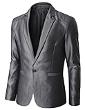  Doublju Herren Maennerkleidung Stylische Blazer mit einem Knopf glitzernd grau(BJ02) M (EU_S)