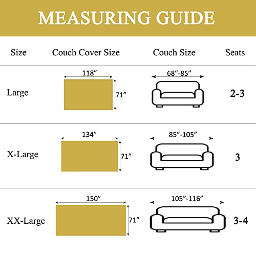 Dreamingo Yellow Striped Couch Cover For Loveseat Durable Chenille Couch Cover For Dogs Universal Solid Color Furniture Protector Sofa Covers Washable Sectional Sofa Slipcover 71"X118", Lace Edge #TOP5