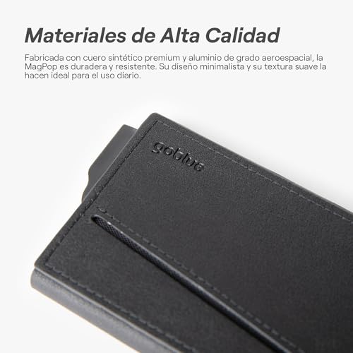Goblue MagPop GO4 Wallet for iPhone Premium Synthetic Leather, Aerospace Aluminum, Black, Black/White, De mano, Contemporary - Image 3