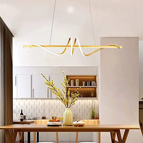 LED Pendelleuchte esstisch Pendelleuchte Dimmbar Modern Hängeleuchte 21W mit Fernbedienung im Wellenförmig Design 120CM höhenverstellbar Kronleuchter für EsszimmerSchlafzimmer Büro [Energieklasse B] Cover