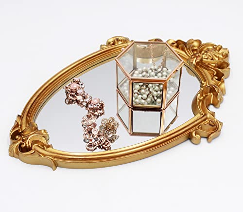 Eaoundm 16.5 X 11 Inch Vintage Mirror Antique Mirror Decorative Wall Mirror Shield Shape (Brush Gold) #TOP2