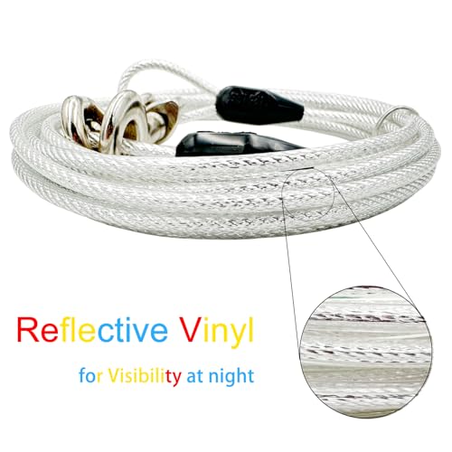 Petest 15ft Reflective Tie-Out Cable for Heavy Dogs Up to 125 Pounds