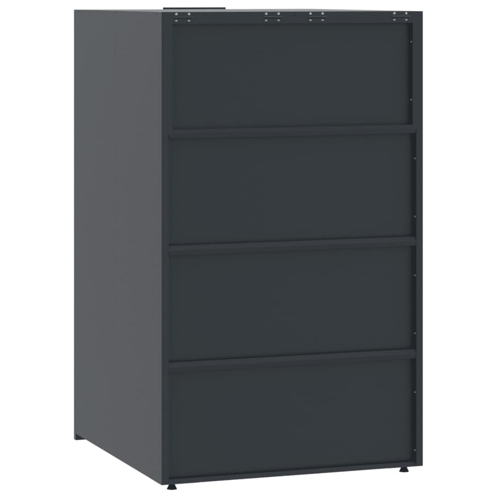 Mülltonnenbox 4er Tonnen, Kapazität bis 240L, Aus witterungsbeständig pulverbeschichtetem Stahl mit Automatikdecke, Tonnenhaus, Garten Müllbox,Anthrazit,4 * 240 L