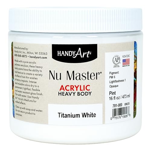 Handy Art Nu Master Heavy Body Acrylic Paint 16 ounce, Titanium White