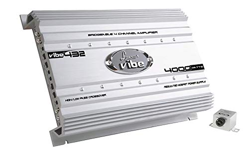 Premium Lanzar Car Audio, Amplifier Car Audio, Car Stereo Amplifier, 4,000 Watt, 4-Channel, Mosfet Amplifier, RCA Input, Subwoofer Bass Control, Power Amp, LED Indicator, Car Electronics, VIBE432.5 by LANZAR - Used condition - CA$97.41