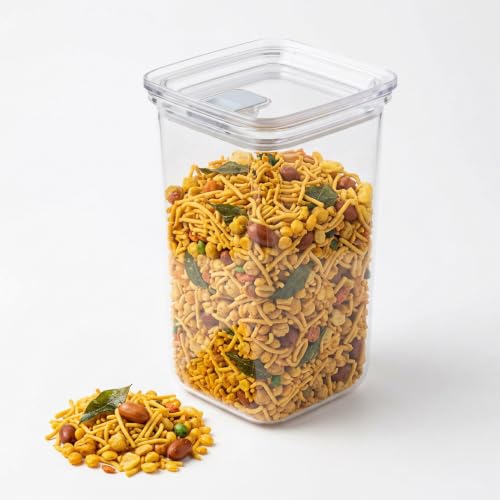 Image of All Time Modular Plastic Storage Container 950ml | BPA Free Food Grade Kitchen Storage Jar with Silicone Lid | Airtight Stackable Canister for Snacks, Dry Fruits & Pantry Storage - Transparent