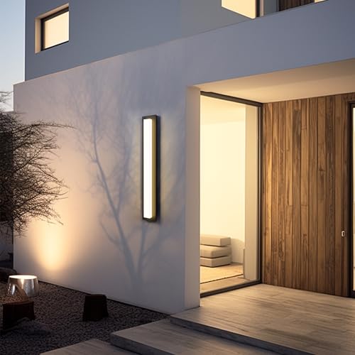 LamQee 31.5 in Aluminum Long Outdoor Wall Lights, 2900K 2000LM LED Waterproof IP65, Linear Modern Exterior Lighting Fixtures Wall Mount Outside Sconce Acrylic Shade for House Porch Patio Garage Door by LamQee - Used condition - Image 3