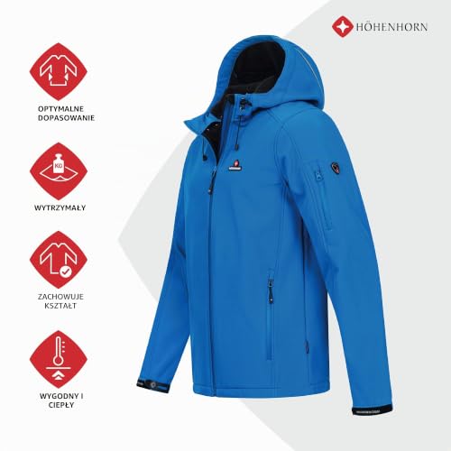 Höhenhorn Altus męska kurtka softshellowa, outdoorowa, funkcyjna, wodoszczelna, oddychająca, ciepła, z podszewką z mikropolaru, niebieski, L
