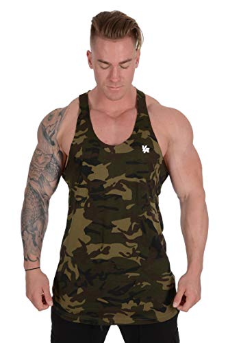 YoungLA Stringer Tank Tops Men with Raw Edges Cut Scissors Trends 318 Cmgrn XL Camo Green