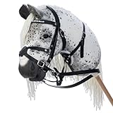 Hobbyhorse with Bridle | Realistic stickhorse | White fleabitten ACE (Stick Length - 13,5 in (35 cm))