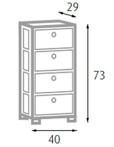 King Collection King Home C656734 Cassettiera 4 Cassetti Legno - 2