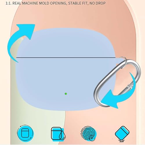 Image of Anvique Silicone Case Cover for Oneplus Nord Buds 4 Pro, Scratch Resistance, Shock Absorption, with Premium Carabiner (SkyBlue R)