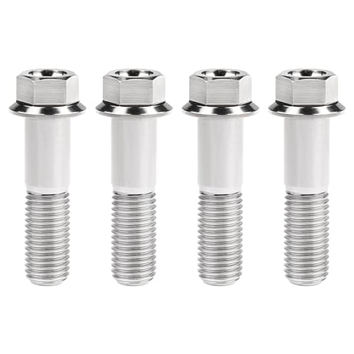 Image of Titanium Bolt M12 30 35 40 45 50 55 60 65 70 75 80 85 90mm Hex Small Flange Head for Motorcycle Car Modification Pack of 4 (M12x45mm Pitch 1.5, Silver)