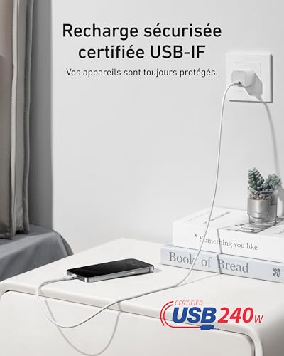 Câble Anker USB C vers USB C upcyclé et tressé 180 cm / - vue 10