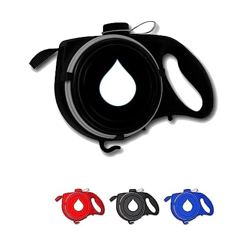 AYGJKIE Dog Leash with Built in Water Bottle and Collapsible Bowl and Garbage Bag Dispenser Retractable Tangle Free Dog Leash with The Non-Slip Handle Design (Color : Black) Cover