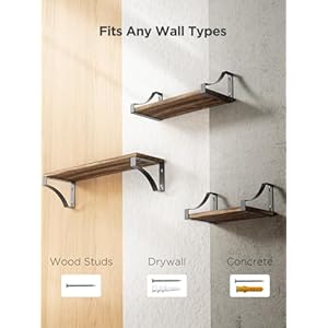Amada homefurnishing floating shelves wall mounted set of 3 rustic wood wall shelves for bedroombathroomliving roomkitchenlaundry room storage decoration rustic brown  urban country home decor