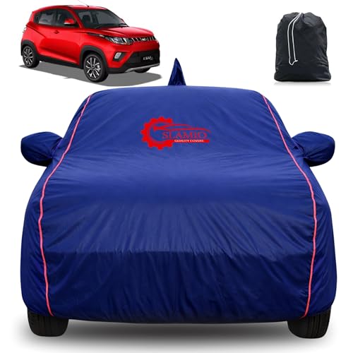 Image of 100% Waterproof Car Cover for Mahindra KUV100 | All-Weather, Dustproof & UV Protection | Heavy-Duty 3-Layer Fabric | Custom Fit with Mirror & Antenna Pocket | Navy Blue