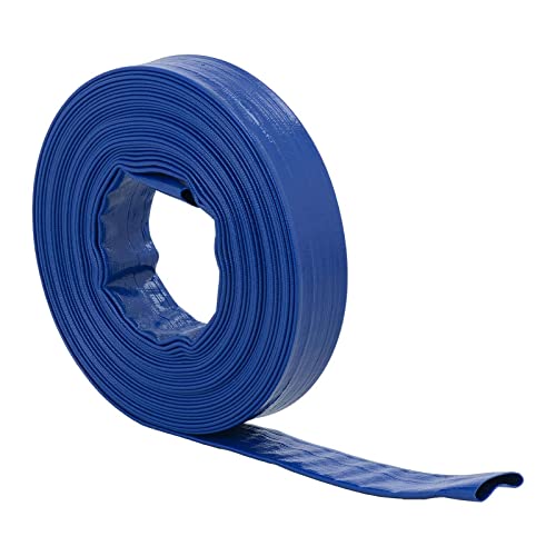 hillvert HI-LFH-1 Flachschlauch 1 1/2" - 20 m 7 - 21 bargewebeverstärkt Druckschlauch Bauschlauch Industrieschlauch PVC Flachschlauch Flachwasserschlauch Cover