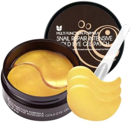 MIZON SNAIL INTENSIVE GOLD EYE GEL PATCH for Dark Circles, Moisturising Eye Serum Mask, Cooling Hydrogel for Under Eye Bags, Reduces Wrinkle 30 PAIRS (Gold & Snail)