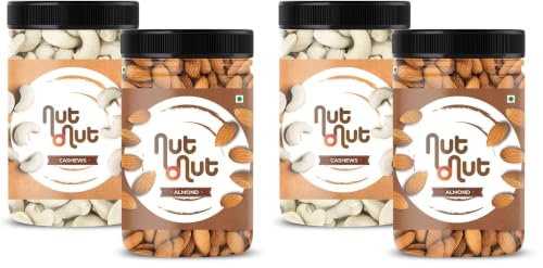 Image of Nut O Nut California Dried Almonds & Whole Cashews Combo | Dry Fruit Combo 500 gm | Kaju Badam Combo | Cashew Almond Pack | Munching Snacks | Fresh Nuts & Dry Fruits (250g x 2)- Diwali Gifting Pack