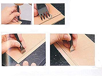 Japanamstore Black Quality Steel 1/2/4/6 Prong Inch Chisel Leather Craft Tools Hole Punch Lacing Stitching Perforate (4 Mm) #TOP5