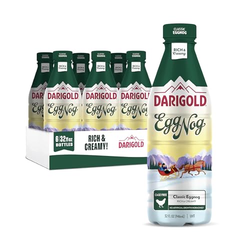Darigold Classic Eggnog, Shelf-Stable Rich & Creamy Eggnog made with Cage Free Eggs, rbST Free - 32oz, 6 Pack
