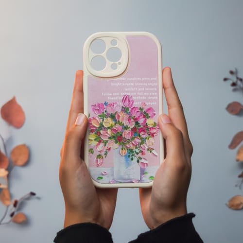 Image of PEEPERLY Back Cover Case for iPhone 15 Pro Scratch Resistant Anti-Slip TPU Shockproof Protective Durable Flower Painting Case for Girls & Women(Baby Pink)