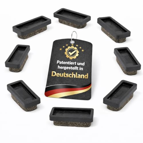 Preisvergleich Produktbild Wagner QuickClick® Filzgleiter Möbelgleiter Stuhlgleiter - 8er-Set Ersatzgleiter austauschbar - Wollfilz Ultrasoft - 32 x 15 mm für Basis 32 x 15 mm - Made in DE - 15955100, Schwarz / Grau