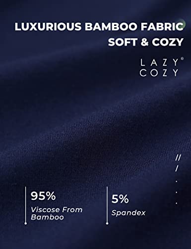 Lazycozy Women's Chemise Nightgown Full Slips Soft Bamboo Sleepwear V Neck Nightwear Sexy Lingerie Night Dress, Navy, Large #TOP4