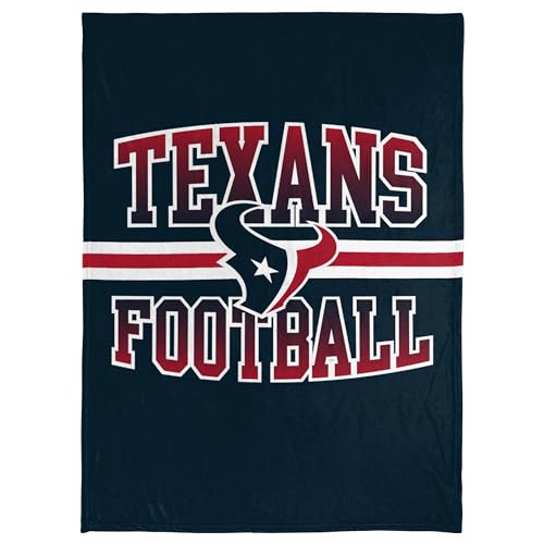 FOCO NFL Micro Raschel Plush Throw Blanket, Stripe Logo 45 x 60, Houston Texans