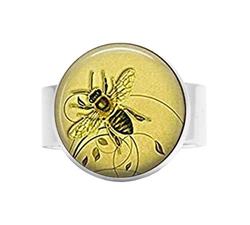 Preisvergleich Produktbild Honigbienen-Garten-Anhänger, Honigbienen-Halskette, Bienen-Schmuck, Bienen-Anhänger, verstellbarer Ring, Bibelzitat, religiöser Schmuck, verstellbarer Ring