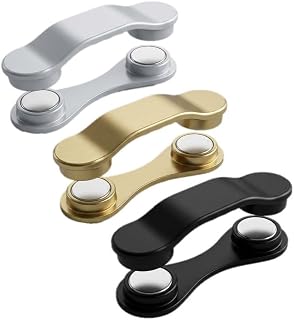 3 Pack Magnetic Eyeglass Clips for Shirts, Secure Bonded Magnet Stainless Steel Eyewear Retainer Set, Black White Gold Multi Color Glass Holder for Sunglasses