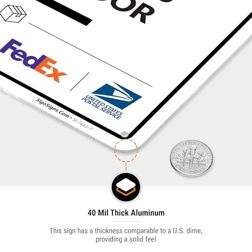 Image of Package Delivery Sign, Delivery Instructions Deliver All Package to Side Door Left Arrow Sign, 10x7 Inches, Rust Free .040 Aluminum, Fade Resistant, Made in USA